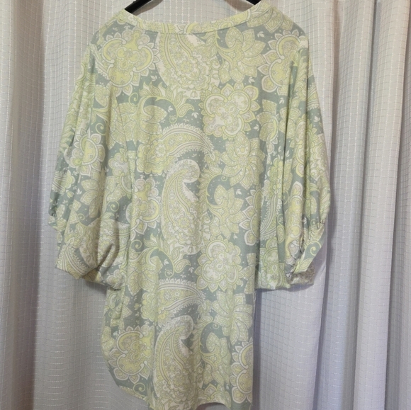 LULAROE NEW Renee Women L V-Neck Mint Paislwy 3/4 Sleeve Oversized - Picture 5 of 7
